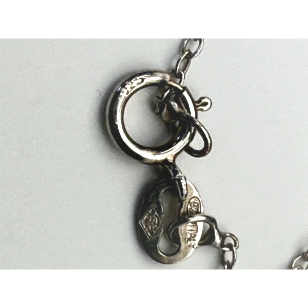 Vintage 925 Sterling‎ Silver Enamel  Dolphin Fish Pendant Necklace 20 Inch Italy